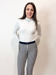 Pantalone a righe blu e bianco nuovo