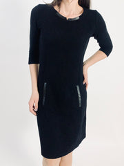 Abito nero rifiniture ecopelle