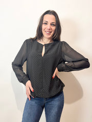 Blusa effetto puntinato