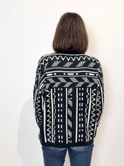 Marta Marzotto · Pullover fantasia geometrica con ricami floreali