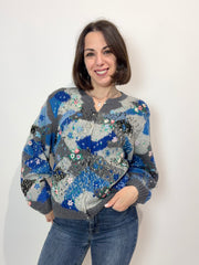 Cardigan Artigianale Ricamato · Fantasia Anni ’80