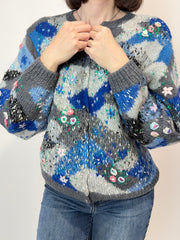 Cardigan Artigianale Ricamato · Fantasia Anni ’80