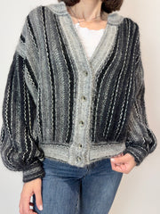 Cardigan vintage, lavorazione a righe