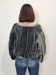 Cardigan vintage, lavorazione a righe