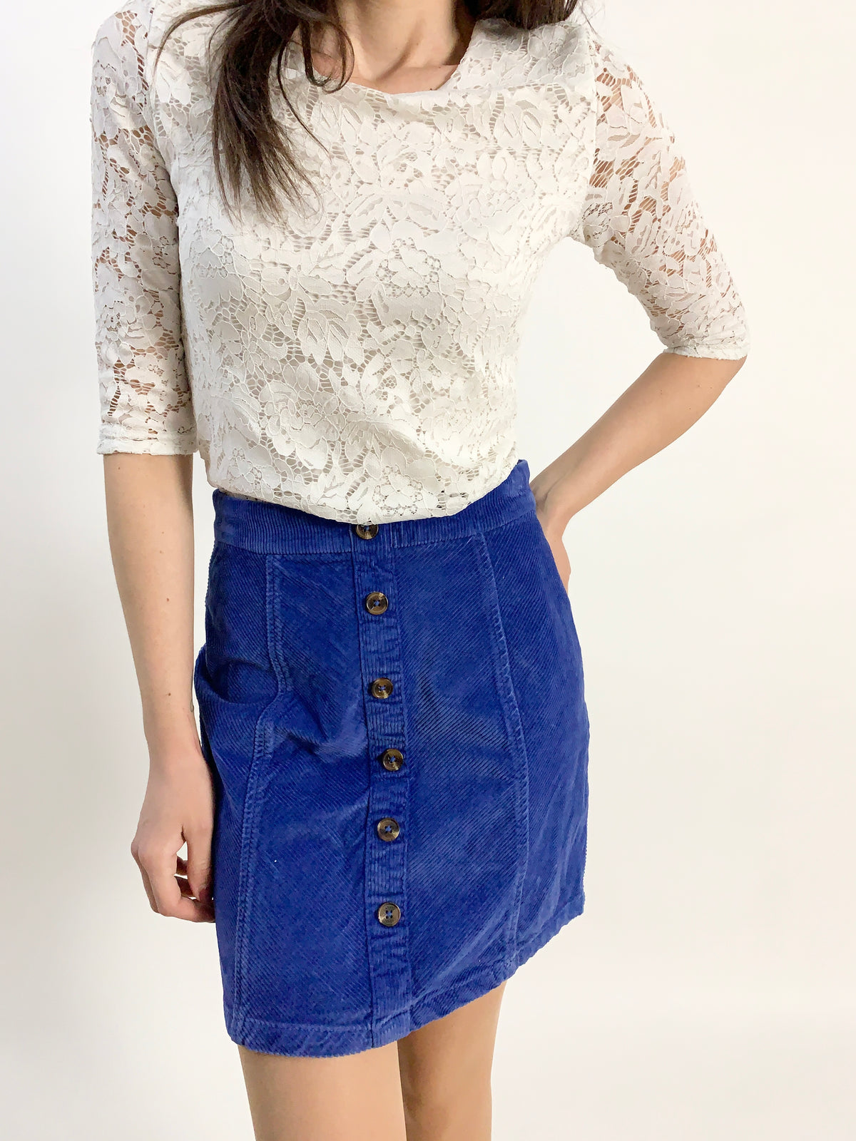 Gonna velluto rigato