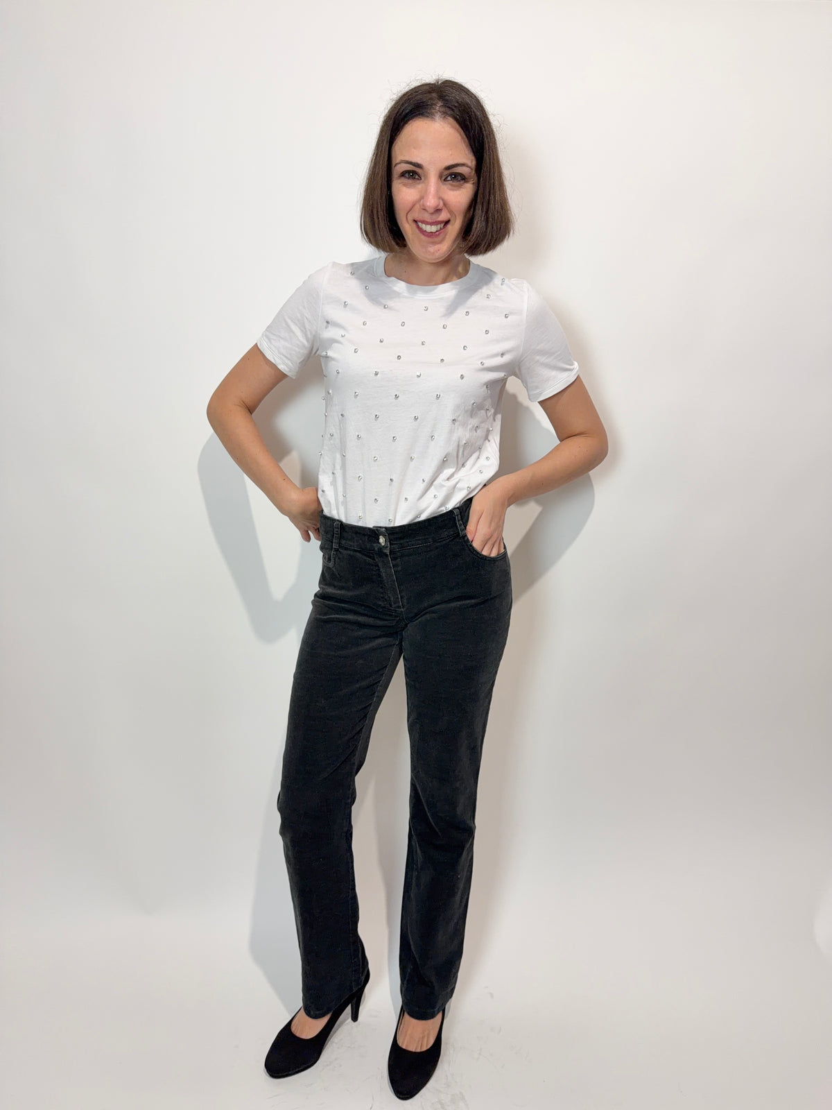 CristinaEffe · Pantalone in velluto nero, linea dritta