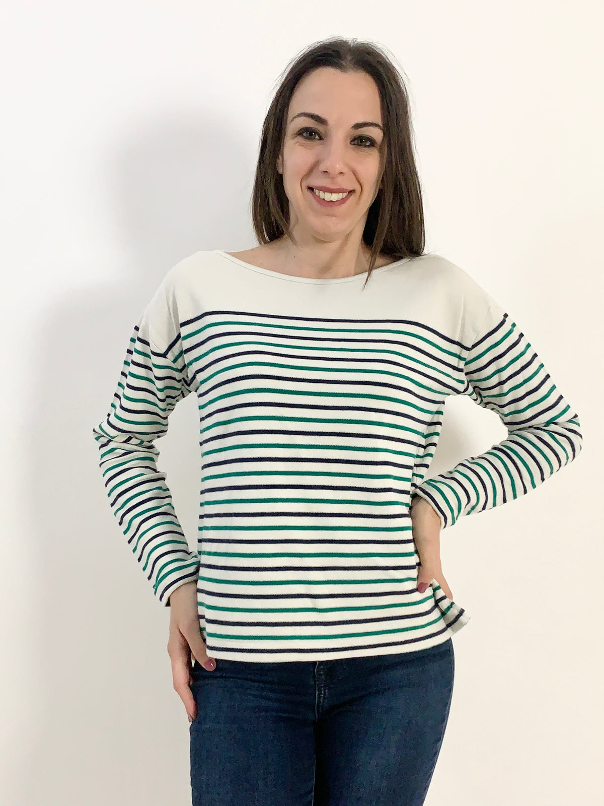 Rifinito pullover a righe