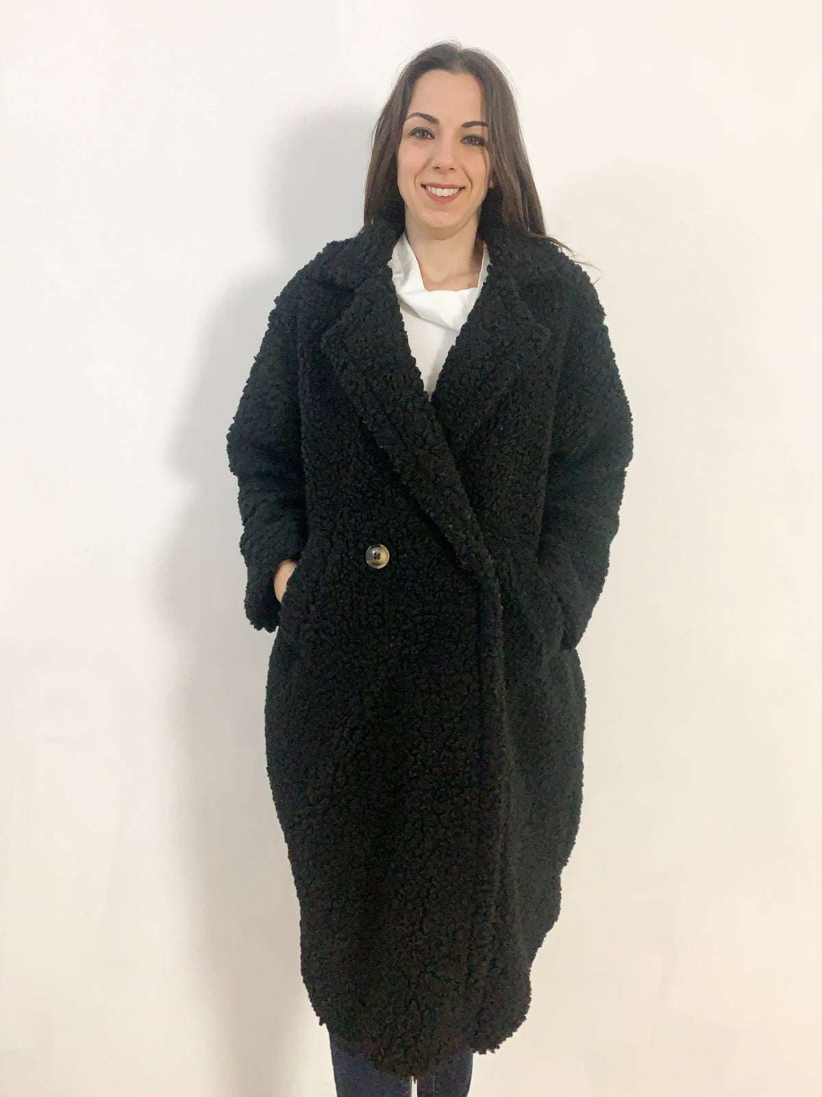 Cappotto teddy nero