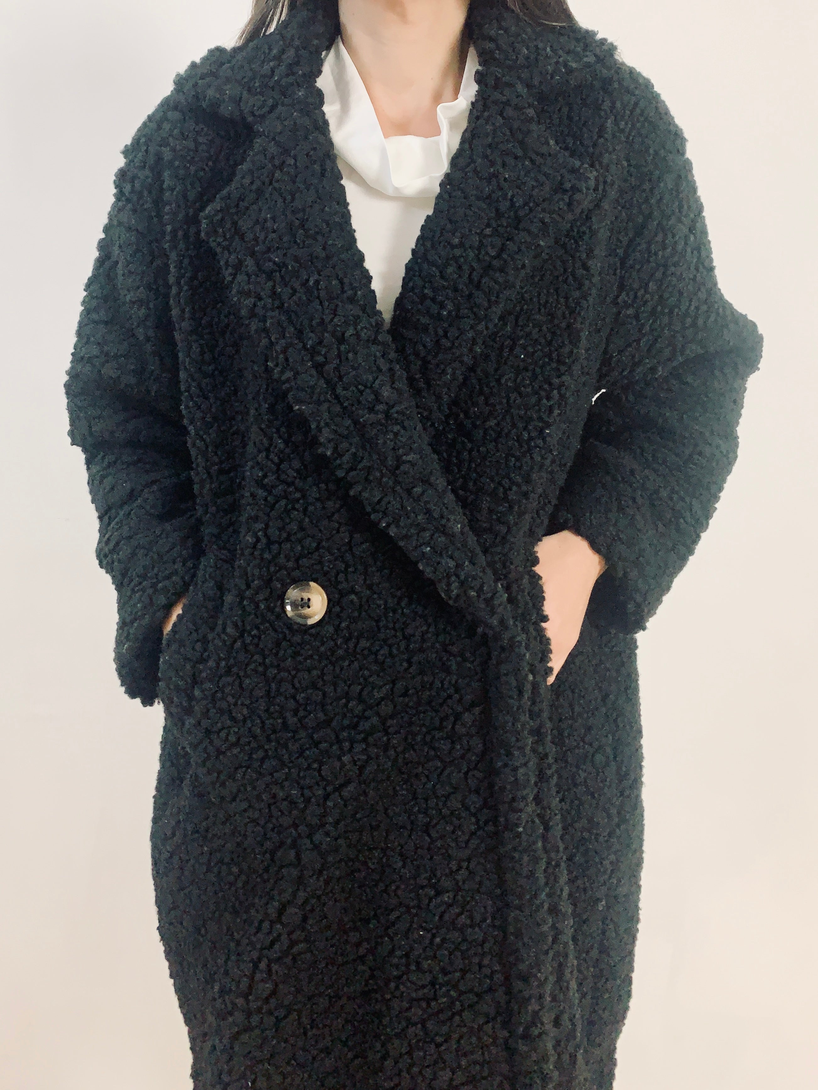 Cappotto teddy nero