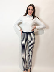 Pantalone a righe blu e bianco nuovo