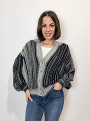 Cardigan vintage, lavorazione a righe